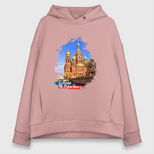 Женское худи оверсайз Путешествие Санкт-Петербург Россия / Пыльно-розовый – фото 1