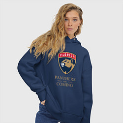Толстовка оверсайз женская Panthers are coming Florida Panthers Флорида Панте, цвет: тёмно-синий — фото 2