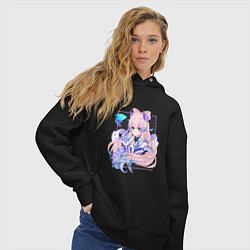 Толстовка оверсайз женская Задумчивая Кокоми, цвет: черный — фото 2