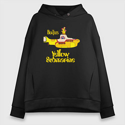 Толстовка оверсайз женская On a Yellow Submarine, цвет: черный