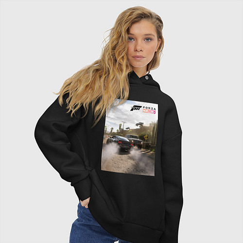 Женское худи оверсайз FORZA HORIZON 5 MUSTANG RTR / Черный – фото 3