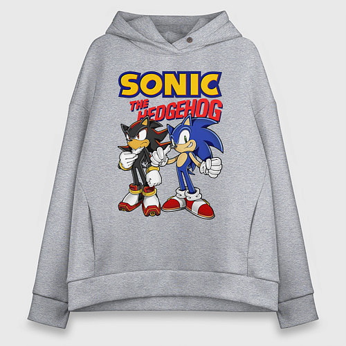Женское худи оверсайз ЕЖ СОНИК SONIC THE HEDGEHOG / Меланж – фото 1