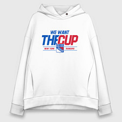 Толстовка оверсайз женская New York Rangers We want the cup Нью Йорк Рейнджер, цвет: белый