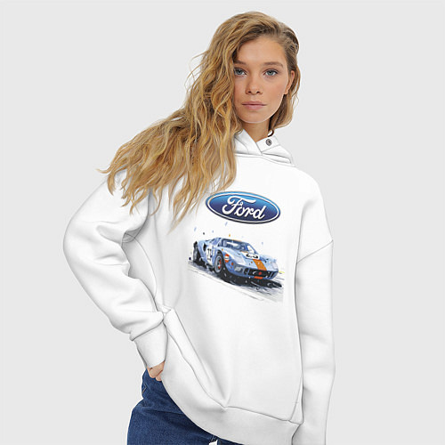 Женское худи оверсайз Ford Motorsport / Белый – фото 3