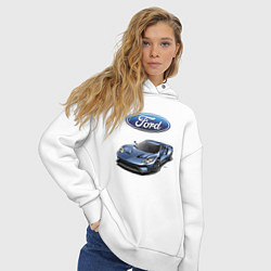 Толстовка оверсайз женская Ford - legendary racing team!, цвет: белый — фото 2