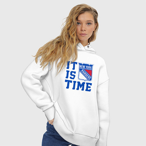 Женское худи оверсайз It is New York Rangers Time Нью Йорк Рейнджерс / Белый – фото 3