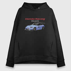Толстовка оверсайз женская Honda Racing Team!, цвет: черный