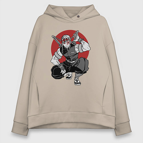 Женское худи оверсайз Тенген Японский стиль / Миндальный – фото 1