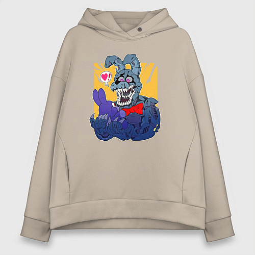 Женское худи оверсайз Аниматроник Кролик Бонни / Миндальный – фото 1