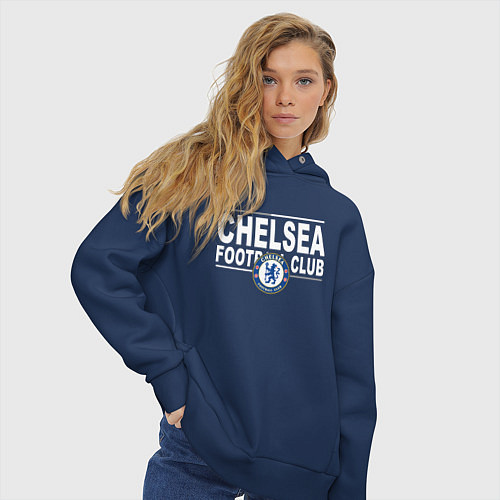 Женское худи оверсайз Chelsea Football Club Челси / Тёмно-синий – фото 3