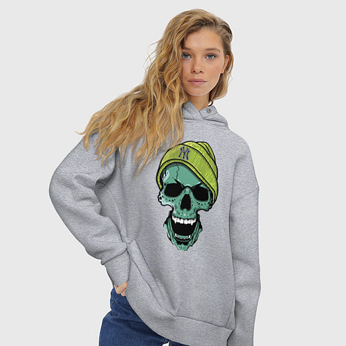 Женское худи оверсайз New York Yankees Cool skull / Меланж – фото 3