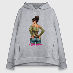 Толстовка оверсайз женская Панам вид сзади Panam Cyberpunk 2077, цвет: меланж