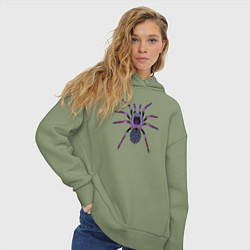 Толстовка оверсайз женская Огромный психоделический паук, цвет: авокадо — фото 2