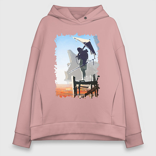 Женское худи оверсайз Warrior of desert / Пыльно-розовый – фото 1