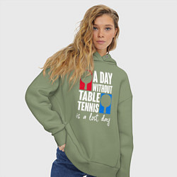 Толстовка оверсайз женская День без настольного тенниса - потерянный день, цвет: авокадо — фото 2