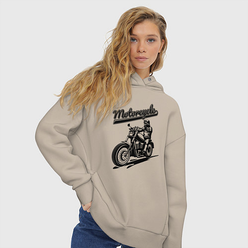 Женское худи оверсайз Motorcycle Cool rider / Миндальный – фото 3