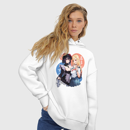 Женское худи оверсайз Kuroe and Kitagawa / Белый – фото 3