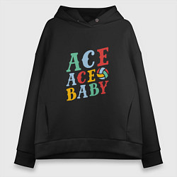 Толстовка оверсайз женская Ace Ace Baby, цвет: черный