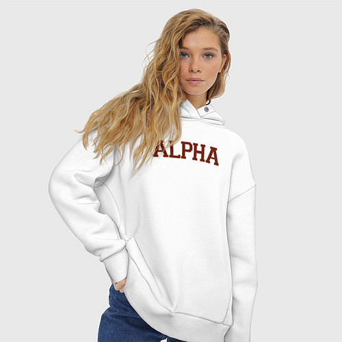 Женское худи оверсайз Logo Alpha / Белый – фото 3