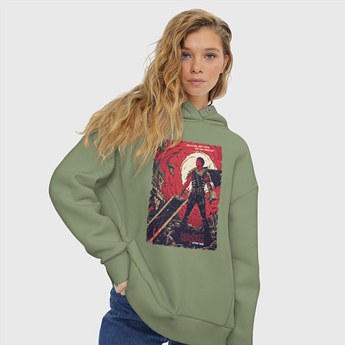 Женское худи оверсайз Грозный Гатс / Авокадо – фото 3