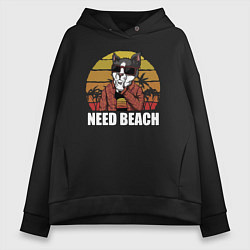 Толстовка оверсайз женская Need Beach, цвет: черный