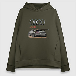 Толстовка оверсайз женская Audi Racing team, цвет: хаки