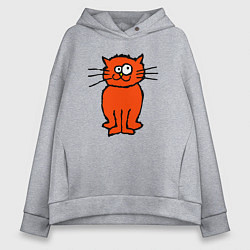 Толстовка оверсайз женская Забаный красный кот, цвет: меланж