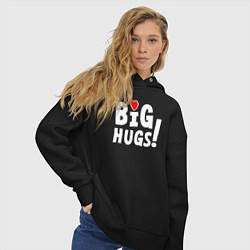 Толстовка оверсайз женская Big hugs! Крепкие объятия!, цвет: черный — фото 2
