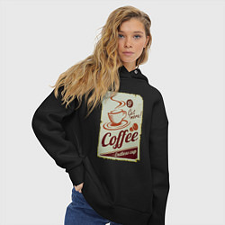 Толстовка оверсайз женская Coffee Cup Retro, цвет: черный — фото 2