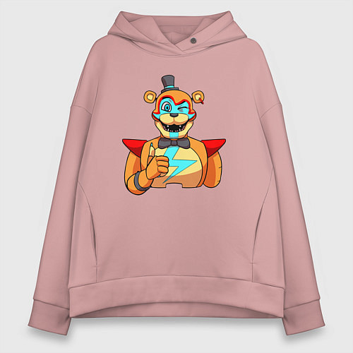 Женское худи оверсайз Five Nights at Freddys: Security Breach - Глэмрок / Пыльно-розовый – фото 1