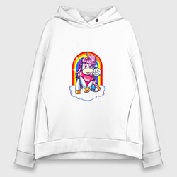 Толстовка оверсайз женская Unicorn - Volleyball, цвет: белый