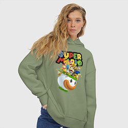 Толстовка оверсайз женская Компашка персонажей Super Mario, цвет: авокадо — фото 2