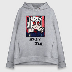Толстовка оверсайз женская HELLTAKER HORNY JAIL, цвет: меланж