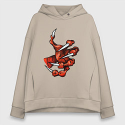 Толстовка оверсайз женская Лапа дракона, цвет: миндальный