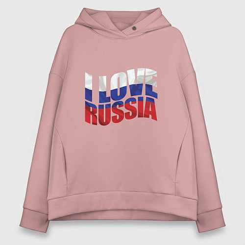 Женское худи оверсайз Love - Russia / Пыльно-розовый – фото 1