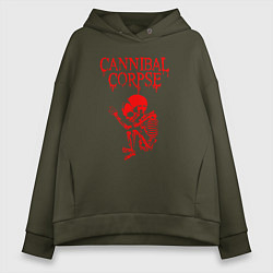 Толстовка оверсайз женская Cannibal corpse труп каннибала, цвет: хаки