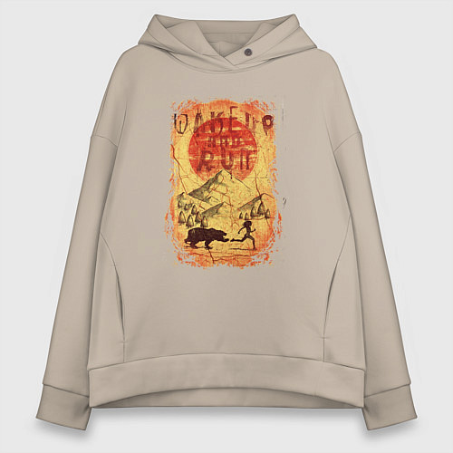 Женское худи оверсайз Проснись и Беги / Миндальный – фото 1