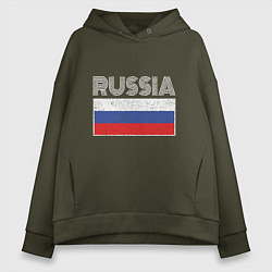 Толстовка оверсайз женская Russia - Россия, цвет: хаки