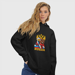 Толстовка оверсайз женская Хоккей - Russia, цвет: черный — фото 2