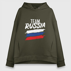 Толстовка оверсайз женская Team - Russia, цвет: хаки