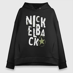 Толстовка оверсайз женская Nickelback рок группа, цвет: черный