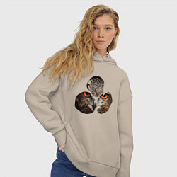 Толстовка оверсайз женская Owl puzzle, цвет: миндальный — фото 2