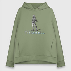 Толстовка оверсайз женская TITANFALL PENCIL ART титанфолл, цвет: авокадо