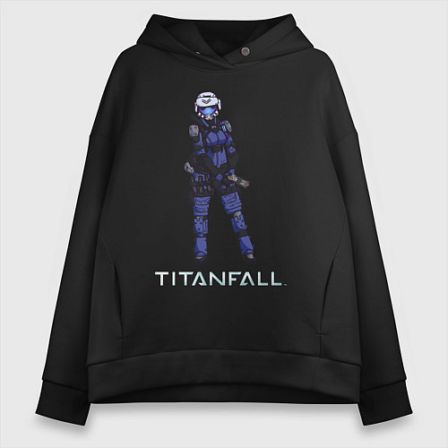 Женское худи оверсайз TITANFALL BLUE ART титанфолл / Черный – фото 1