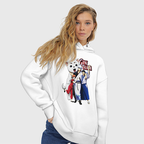 Женское худи оверсайз Gin Tama Sadaharu / Белый – фото 3