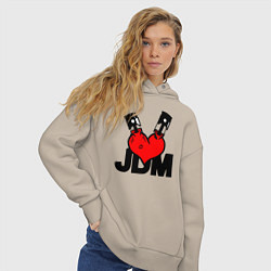 Толстовка оверсайз женская JDM Heart Piston Japan, цвет: миндальный — фото 2