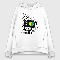 Толстовка оверсайз женская I love JDM Japan, цвет: белый