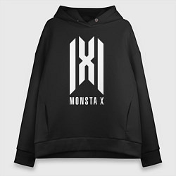 Толстовка оверсайз женская Monsta x logo, цвет: черный