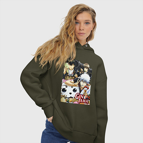 Женское худи оверсайз Gintoki ice cream / Хаки – фото 3
