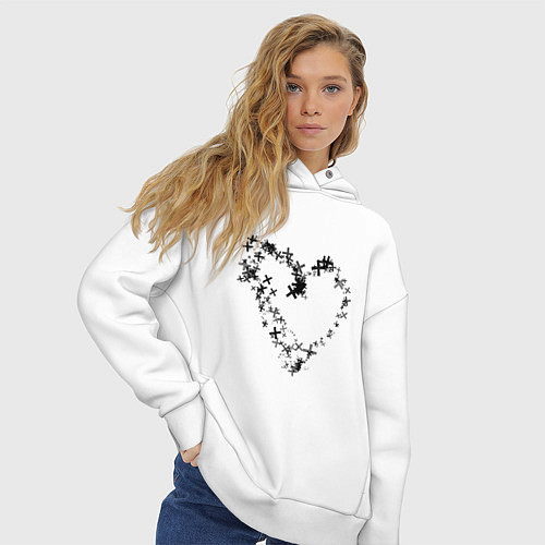 Женское худи оверсайз Сердце в крестах Коллекция Get inspired! Z-heart-G / Белый – фото 3